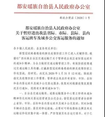 都安:暂停进出省际、市际、县际、县内客运班车及城乡公交服务!